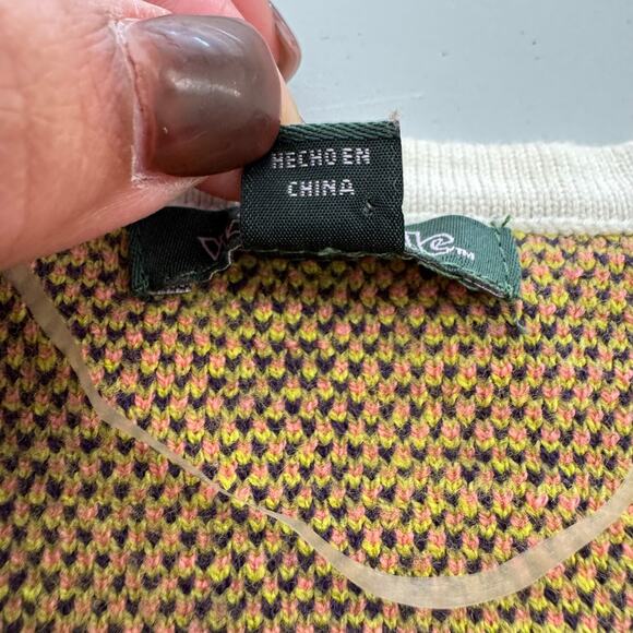 Wild Fable Cropped Long Sleeve V Neck Multicolored Cardigan Sweater Women Size M - Picture 4 of 10